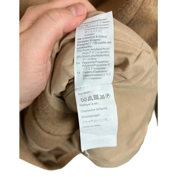 J. Crew Factory Village Coat Tan Size 2 Full Zip Wool Blend #AB457 Women’s - Picture 6 of 8